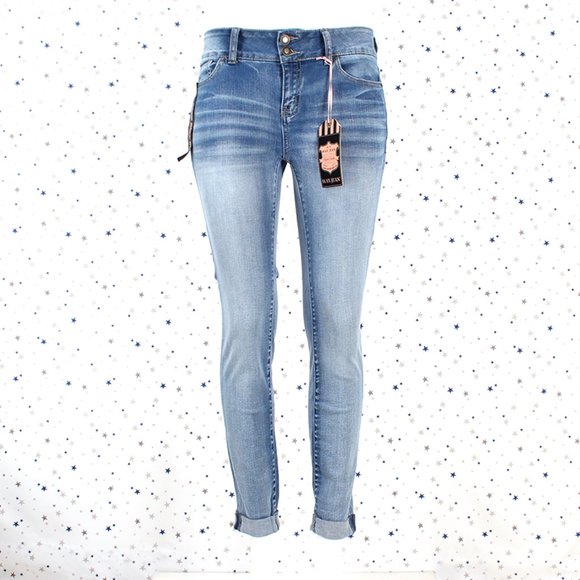 Cropped Rolled Cuff Skinny Jeans - Picture 2 of 8